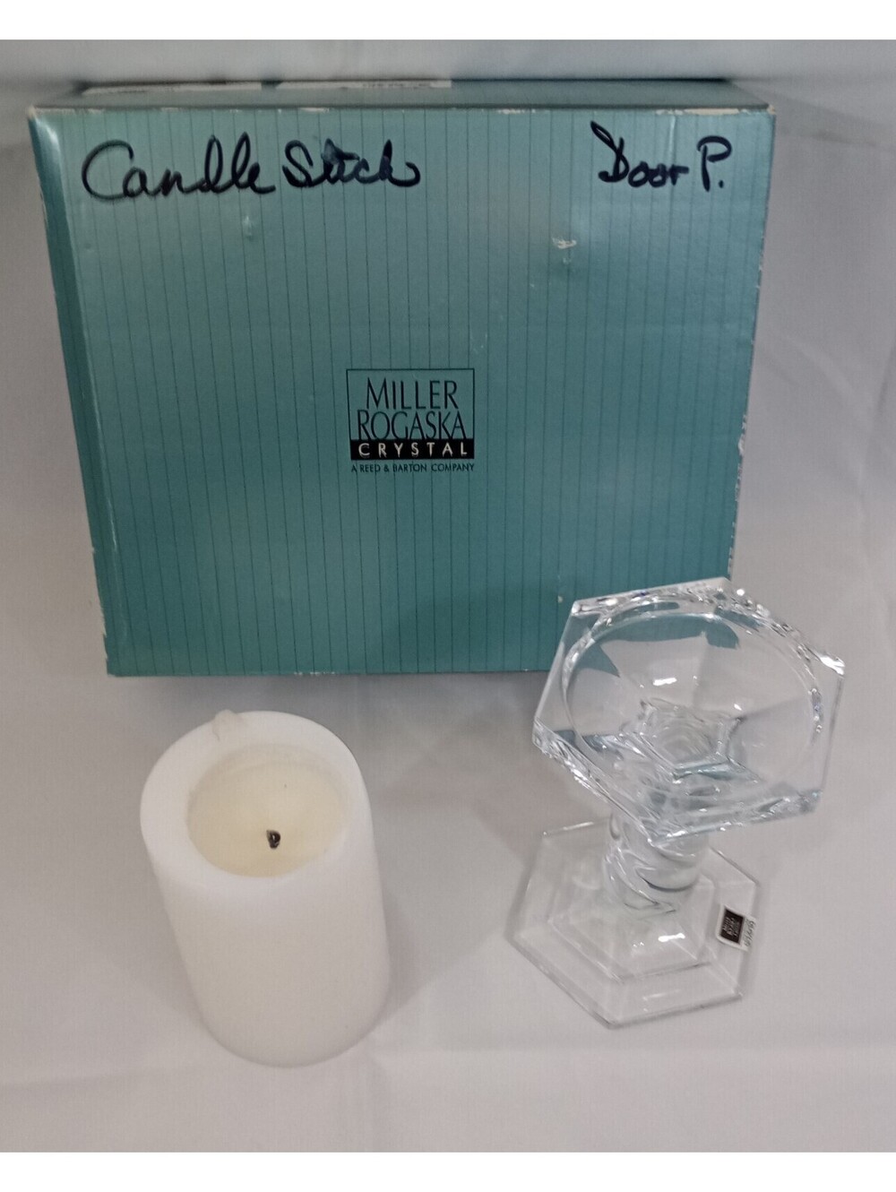 Svinceno Miller ROGASKA Crystal STEKLO Candle Pillar TWIST 7000-1011 5" Slovenia